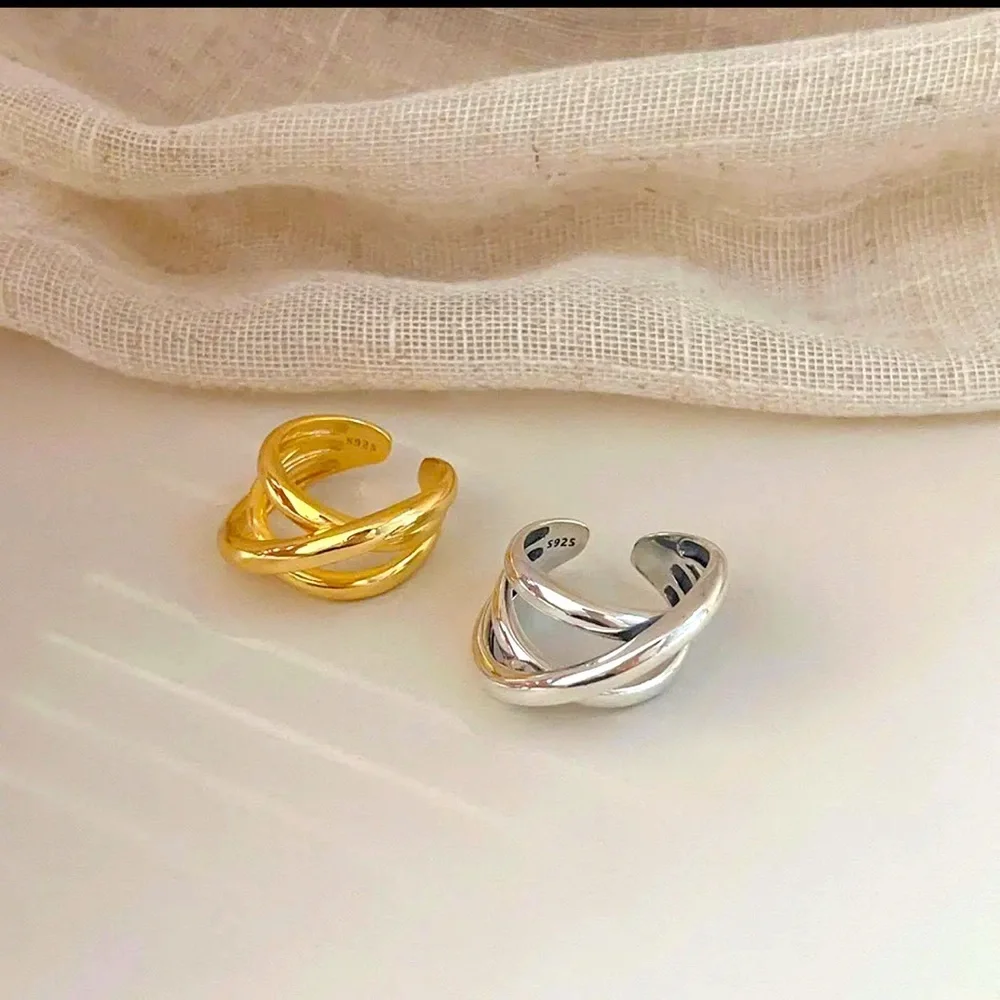 925 Sterling Silver Multi-layer Cross Modern Ring